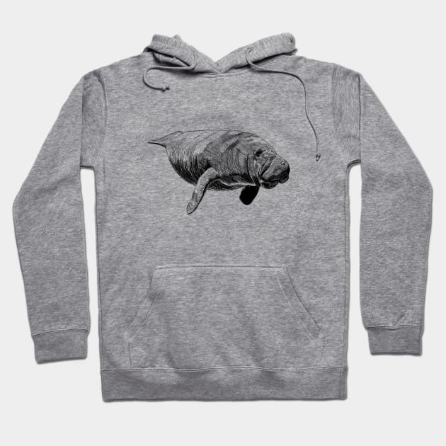 Manatee Ink Drawing Hoodie by Fireside Press